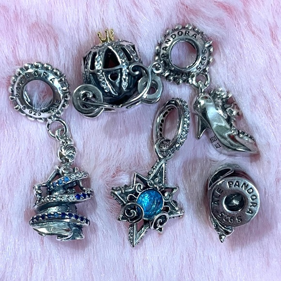 5 Charm S925 Ale Disney Princess Cinderella Collection Charm Bundle Set - Picture 2 of 2